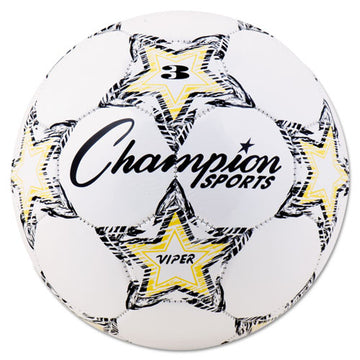 Champion Sports Viper Soccer Ball, No. 4 Size, 8" To 8.25" Diameter, White freeshipping - TVN Wholesale